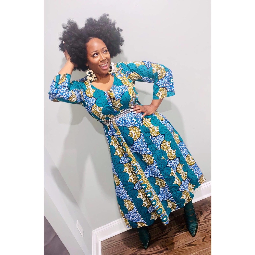 Fit and Flare Elastic Waist African Print Ankara Wax  Dress